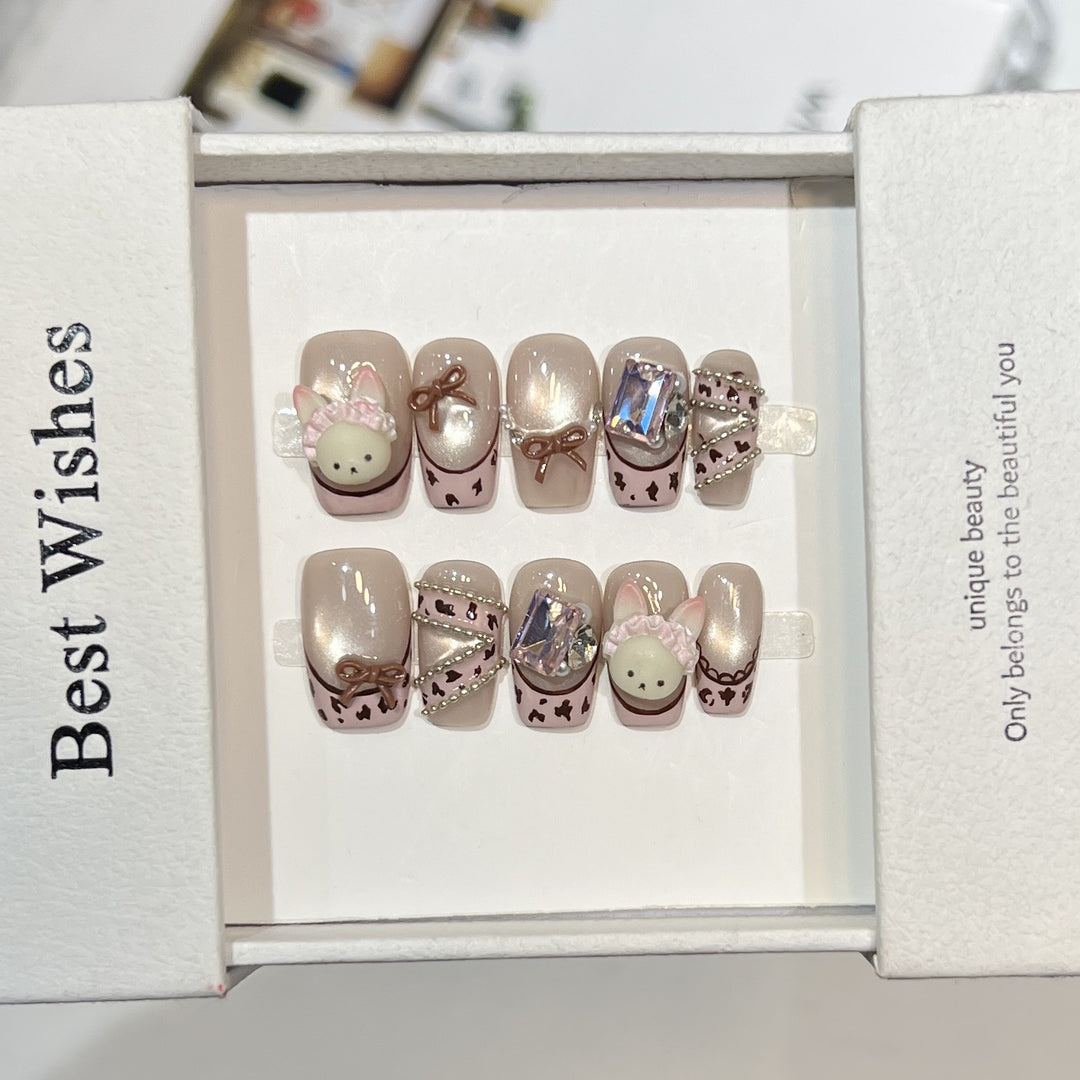 Verspieltes Tier-Themen Press-On Nagelset Karnz