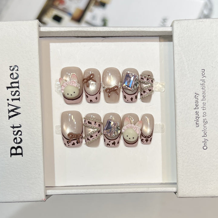 Verspieltes Tier-Themen Press-On Nagelset Karnz