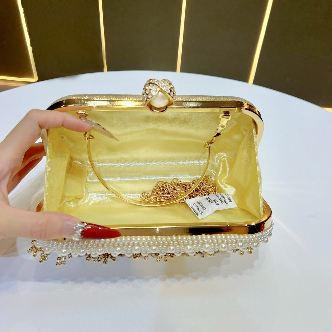 Elegante Perlen- und Kristall-Abendhandtasche