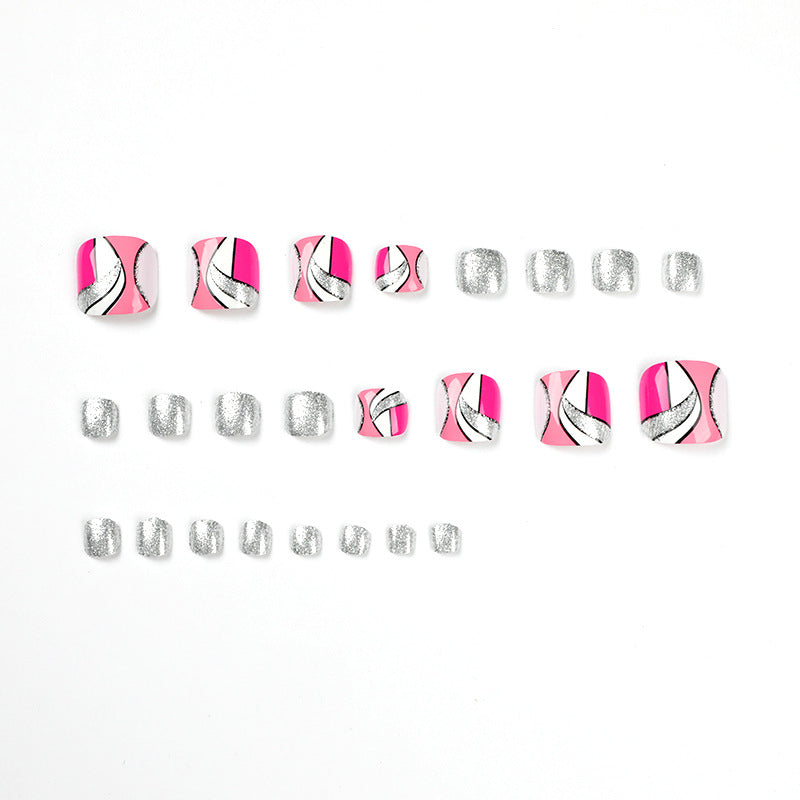 Kunstvolle Fußnagelkunst mit bunten geometrischen Designs Karnz