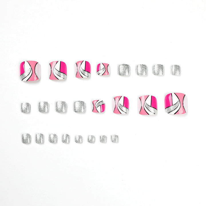 Kunstvolle Fußnagelkunst mit bunten geometrischen Designs Karnz