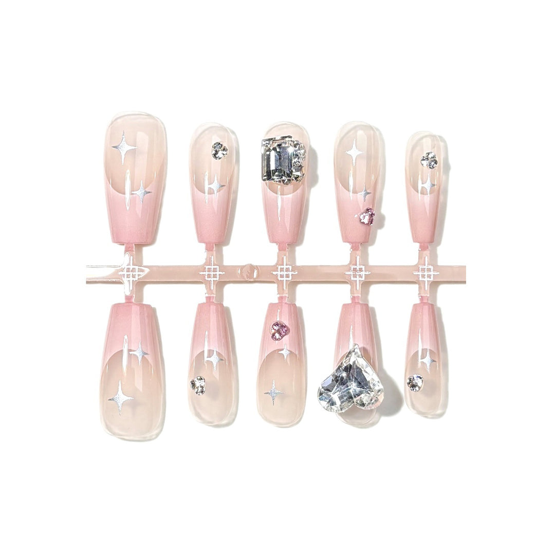 Glamouröse mit Sternen verzierte Press-On-Nagelset