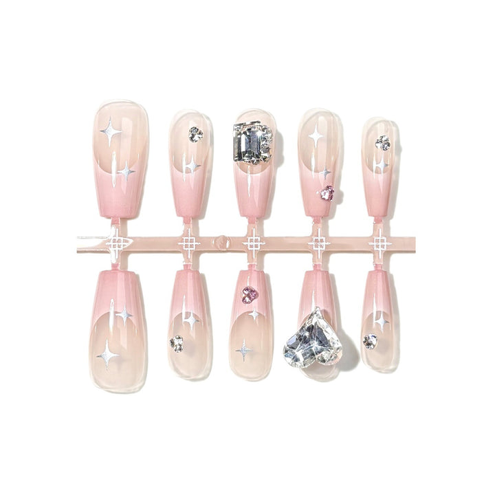 Glamouröse mit Sternen verzierte Press-On-Nagelset