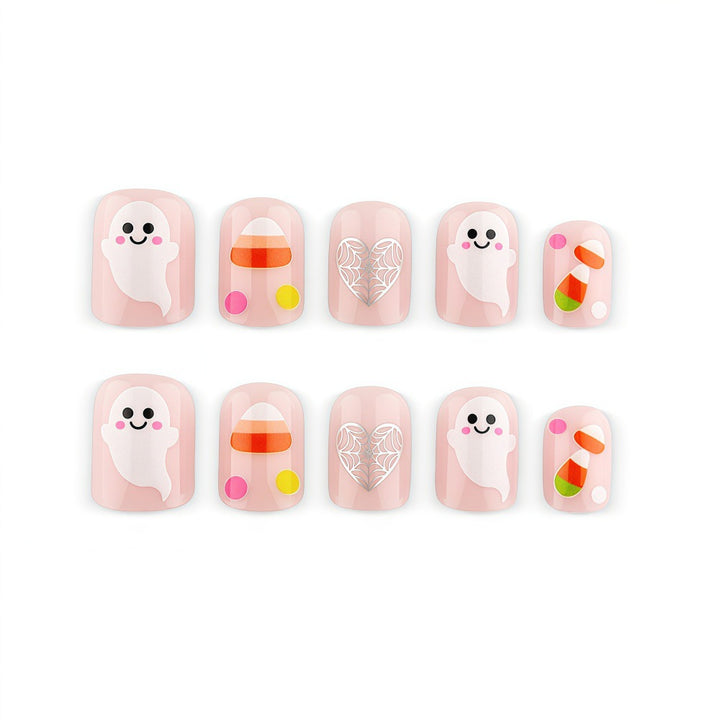 Halloween Kunstnägel mit Geister- und Süßigkeiten-Motiven Karnz
