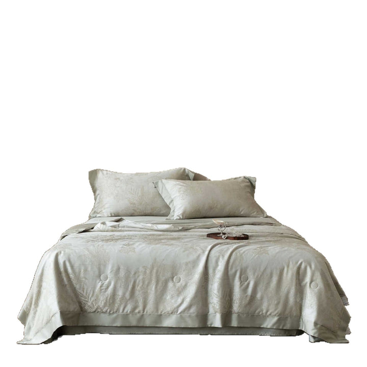 Premium Baumwollsatin-Bettwäsche-Set mit feinem Toile-Motiv und Saumverzierung