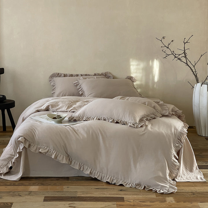 Elegantes Baumwoll-Bettwäsche-Set mit Volant und weichem Percale-Finish