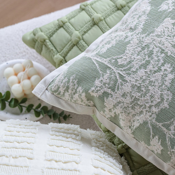 Quadratischer dekorativer Kissenbezug im Toile‑Motiv mit Jacquard‑Webstruktur und Paspelrand Karnz