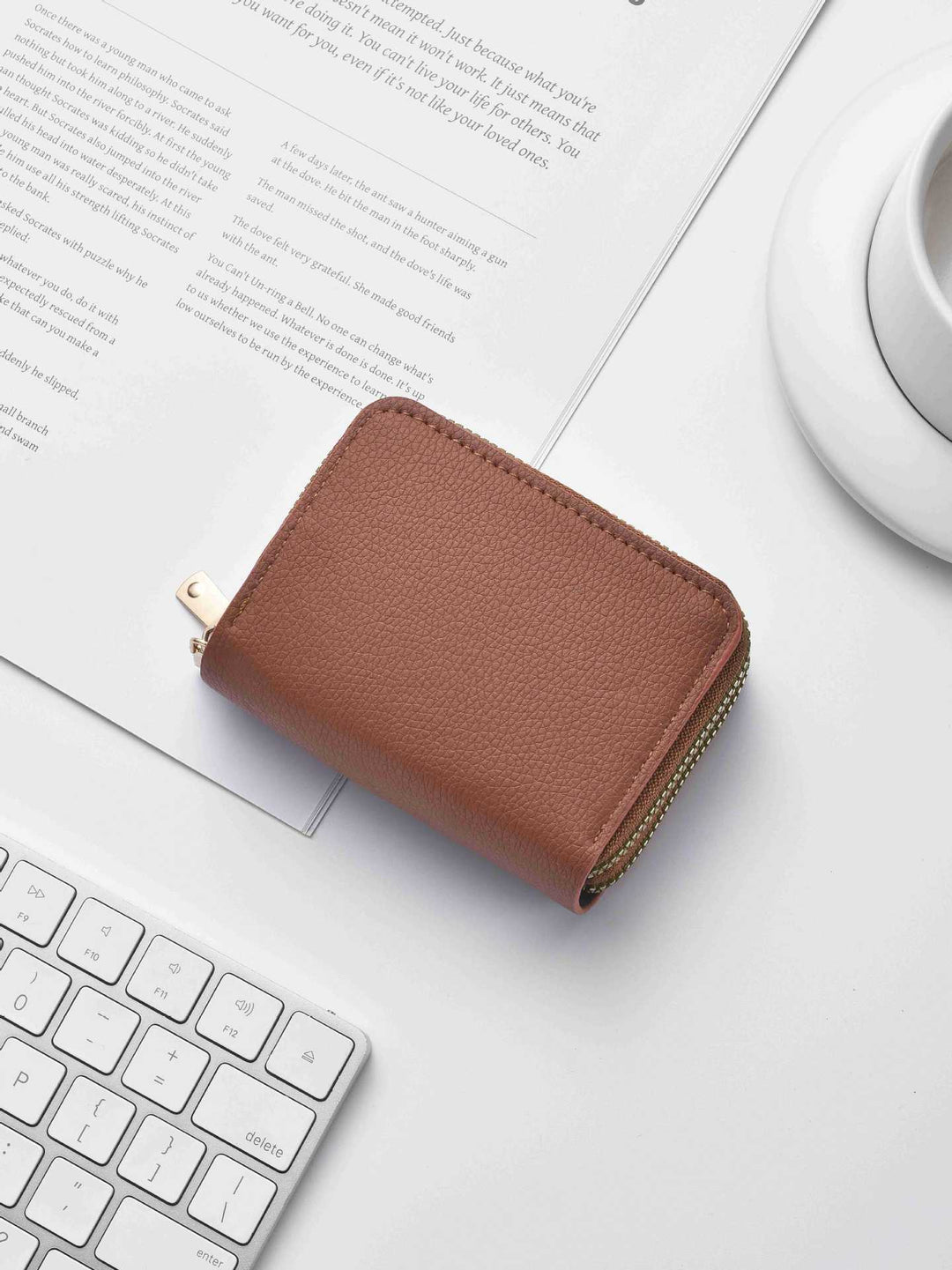 Stylische strukturiertes Leder-Reißverschluss-Brieftasche Karnz
