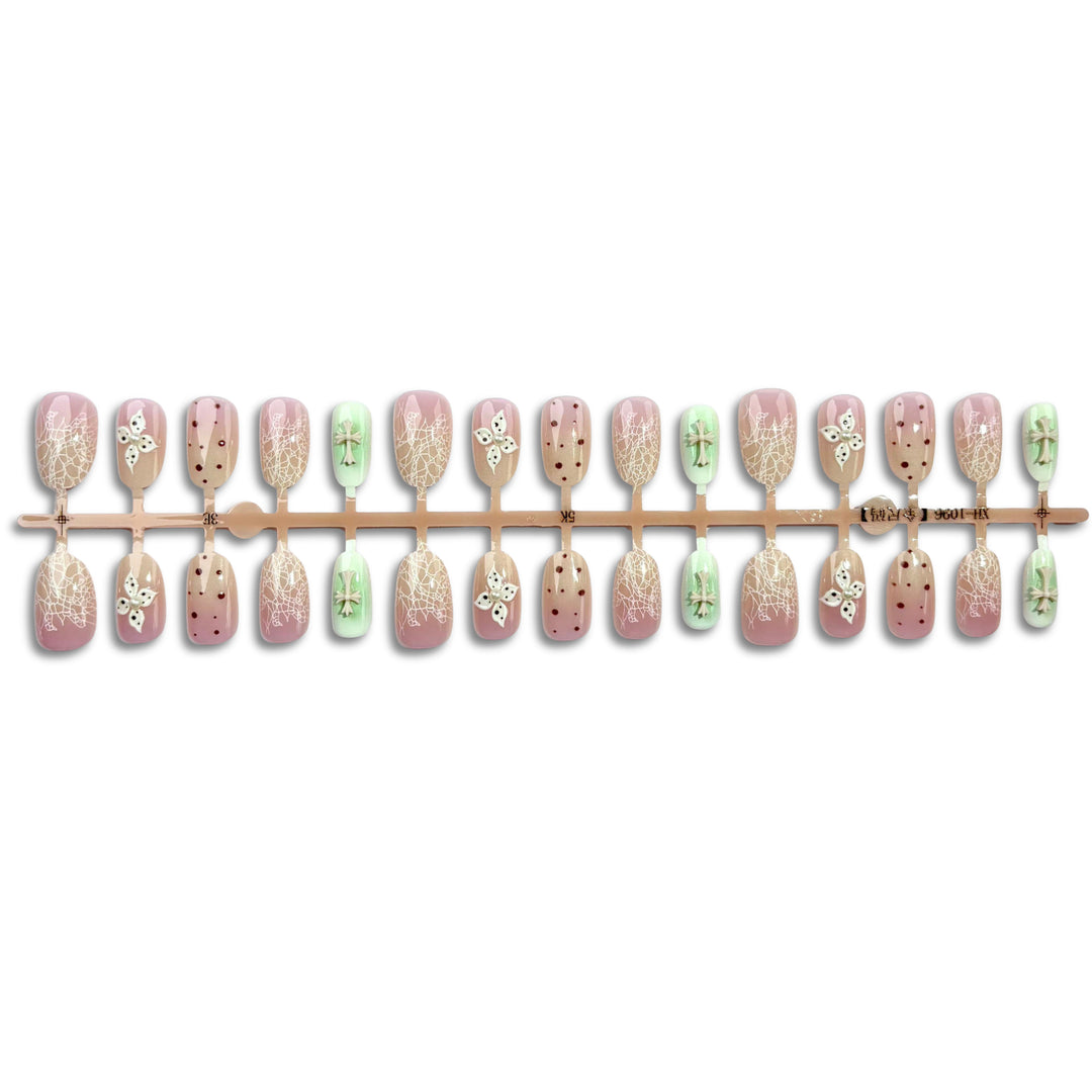 Floral Spitze Design Press-On Nagelsatz