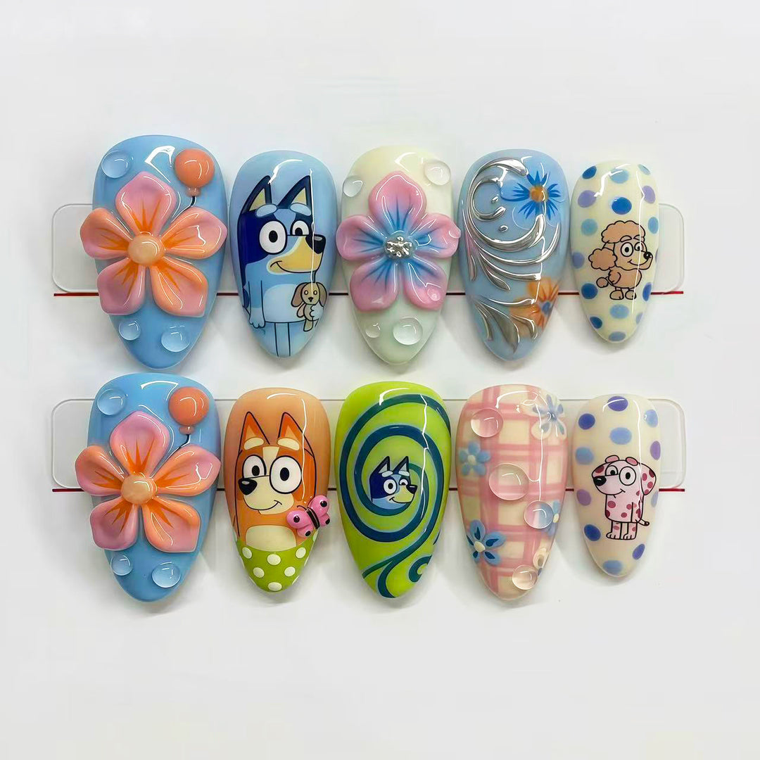 Verspieltes, von Cartoon inspiriertes Press-On Nagelkunstset