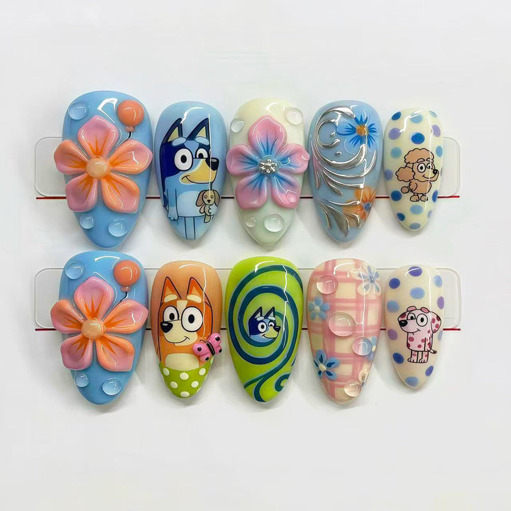 Verspieltes, von Cartoon inspiriertes Press-On Nagelkunstset