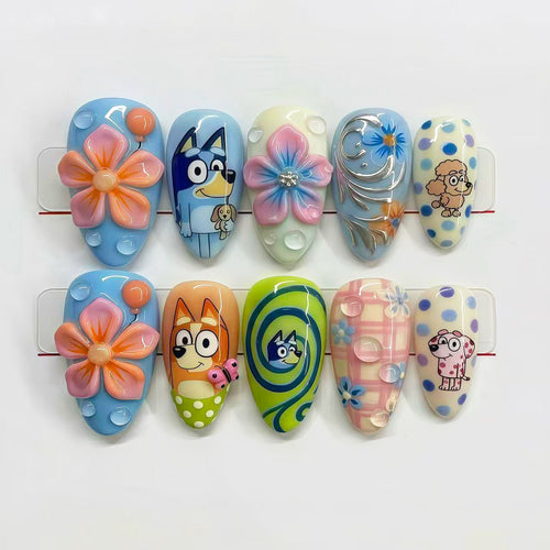Verspieltes, von Cartoon inspiriertes Press-On Nagelkunstset