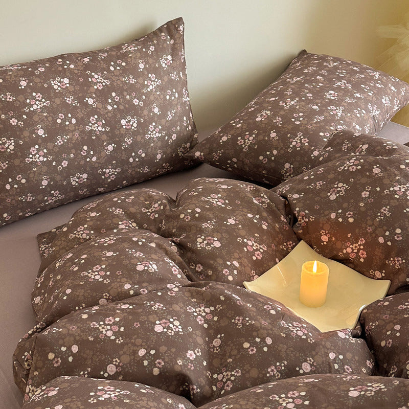 Plaid Baumwollsatin Bettbezug und Kissenbezug Bettwäsche Set