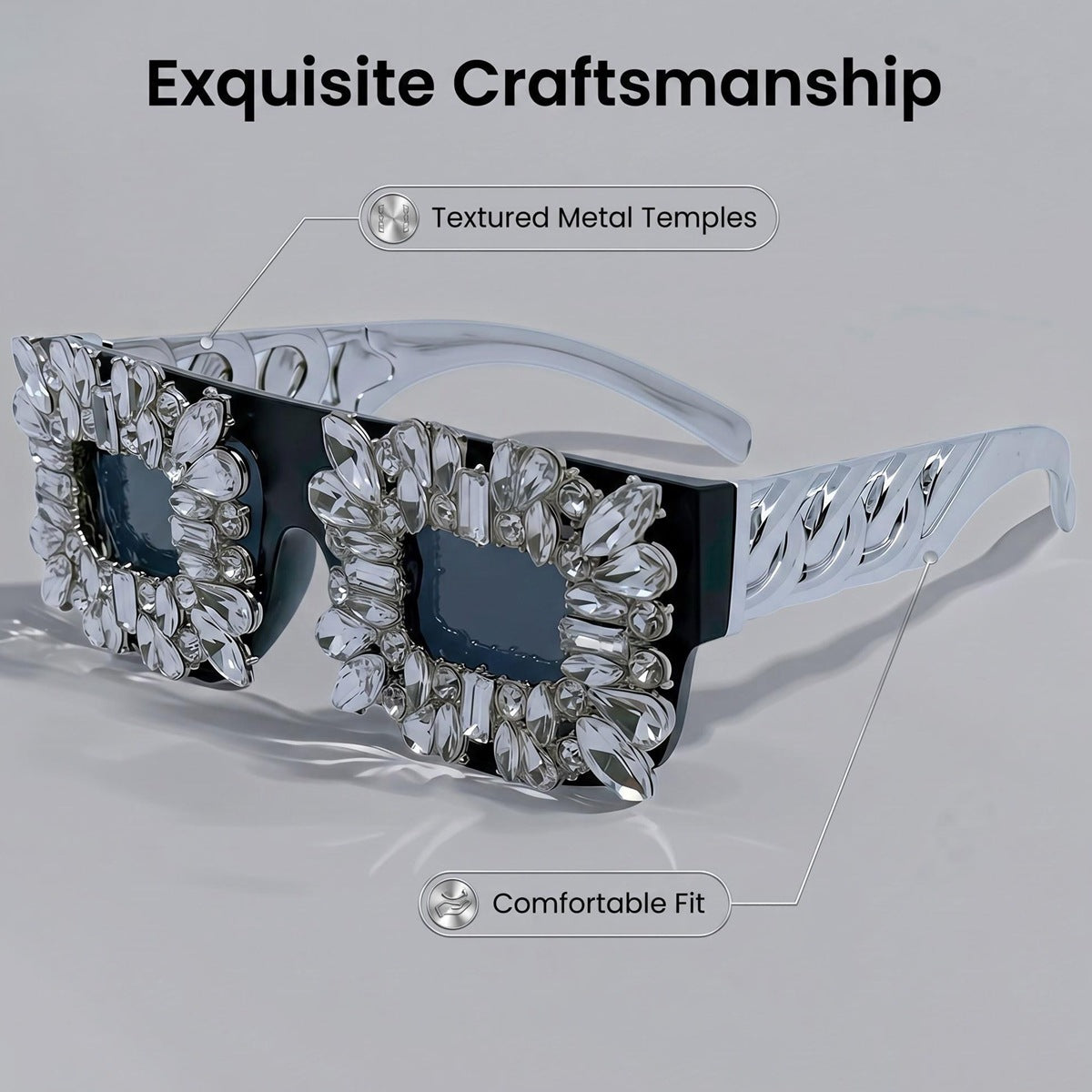 Damen Sonnenbrille im vintage Design mit funkelnden Kristallverzierungen Karnz