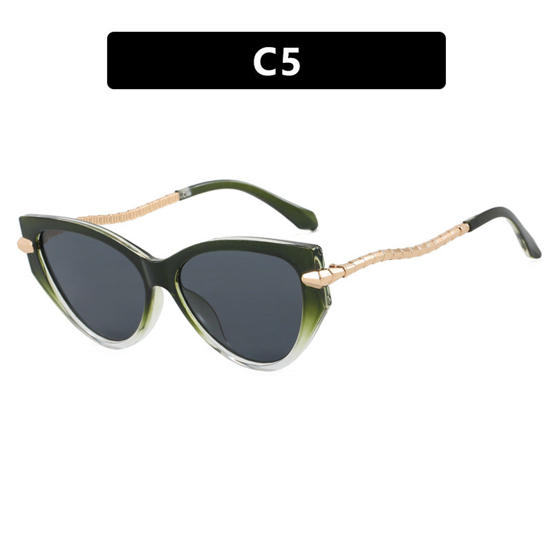 Damen Cat-Eye Sonnenbrille mit elegantem Metallrahmen und modischen Akzenten Karnz