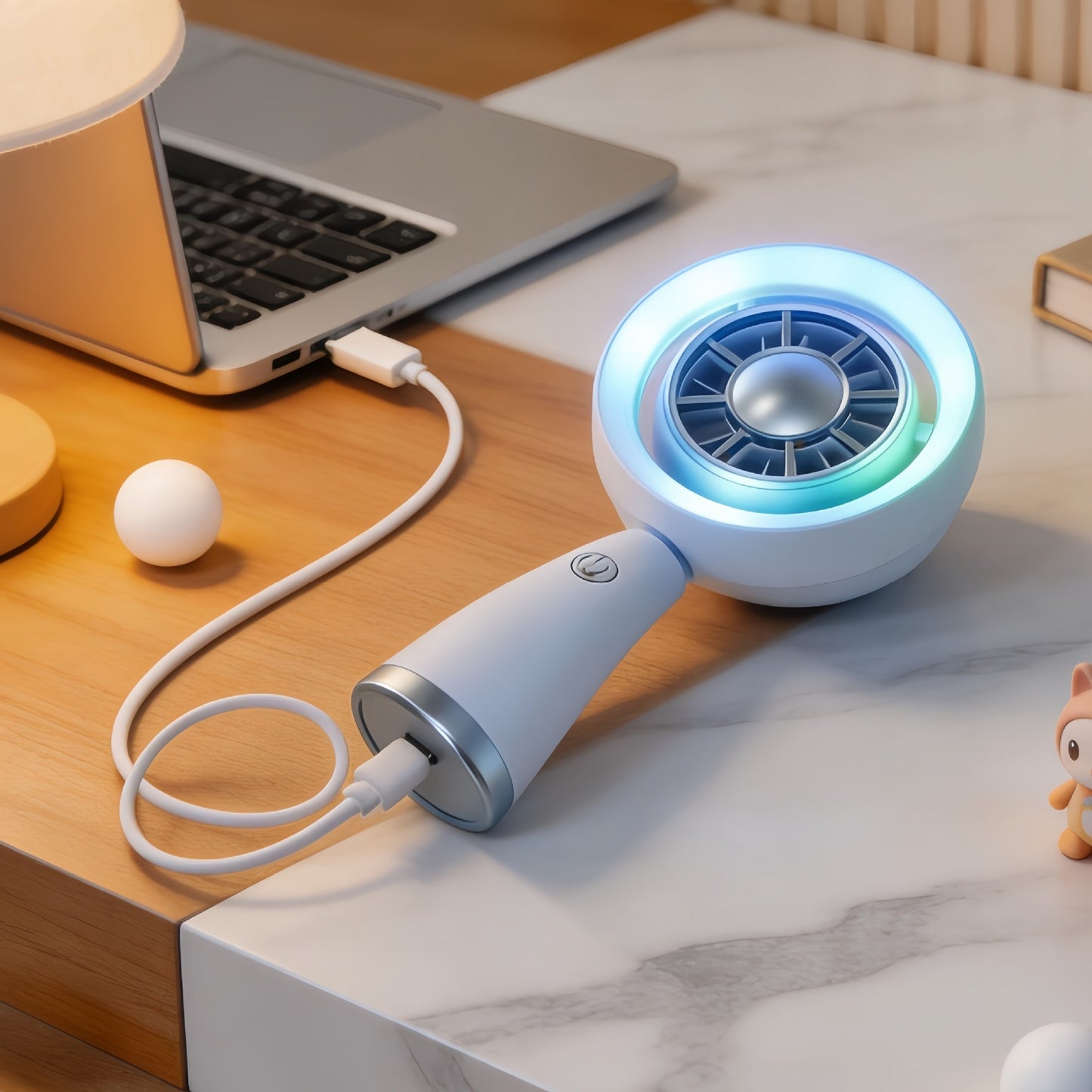 Damen Tragbarer RGB Handventilator mit USB-Ladefunktion Karnz