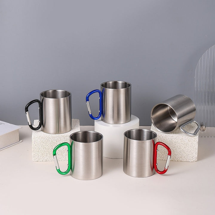 Damen Edelstahl Kaffeebecher mit Karabinergriff Karnz