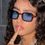 Damen exklusive quadratische Sonnenbrille mit elegantem Metallrahmen und UV-Schutz Karnz