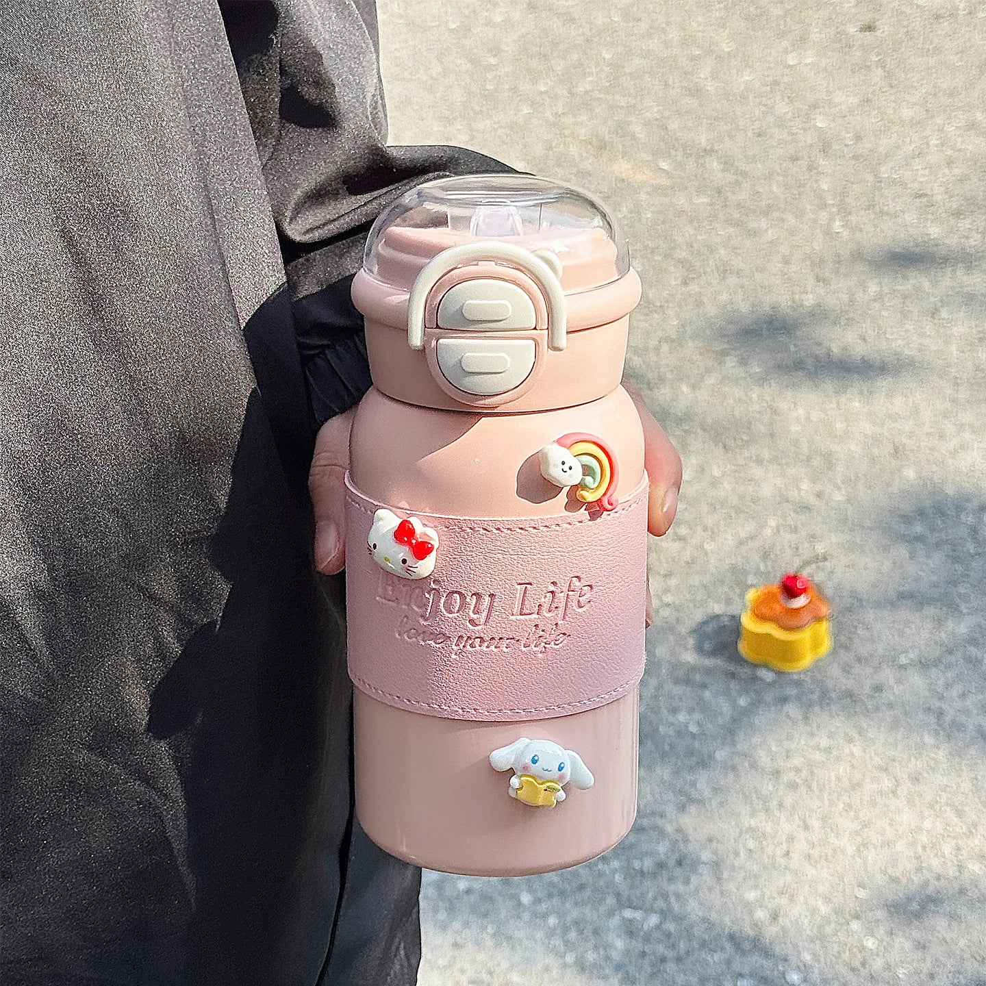 Damen multifunktionale Trinkflasche mit kreativen Silikon-Elementen Karnz