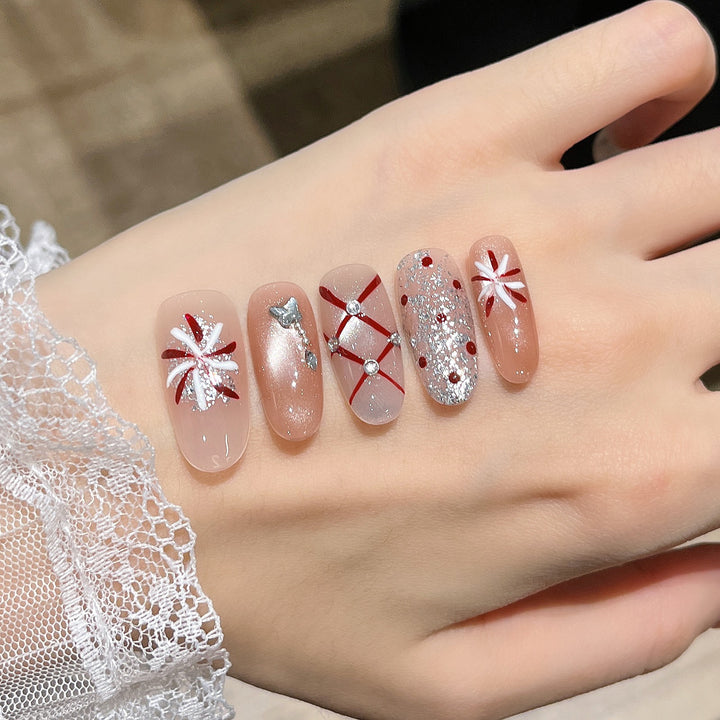 Festliche dekorative Press-On-Nagelkunst Karnz