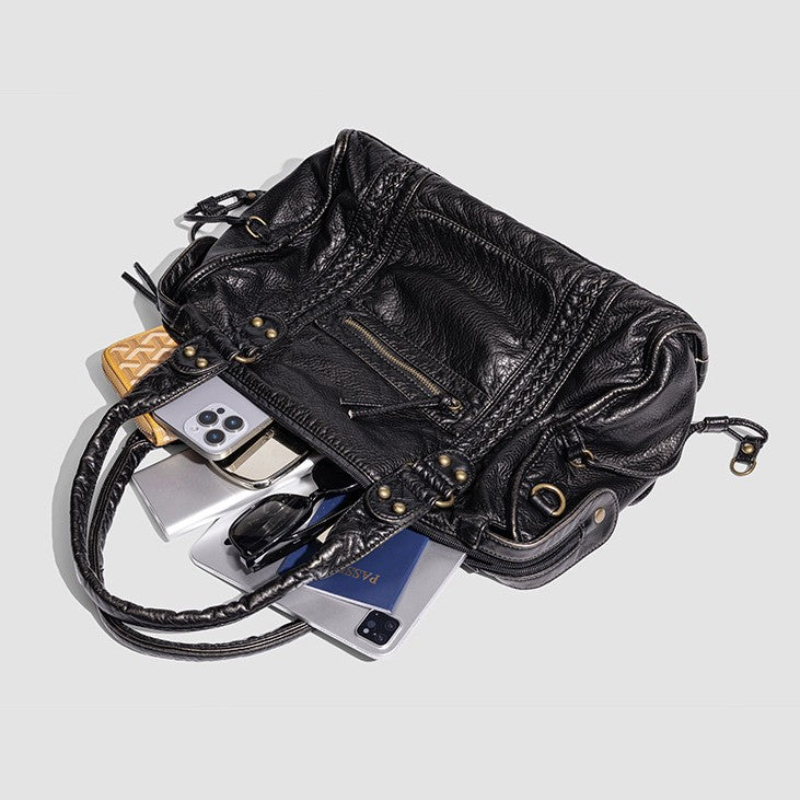 Distressed Leder Satchel Tasche Karnz