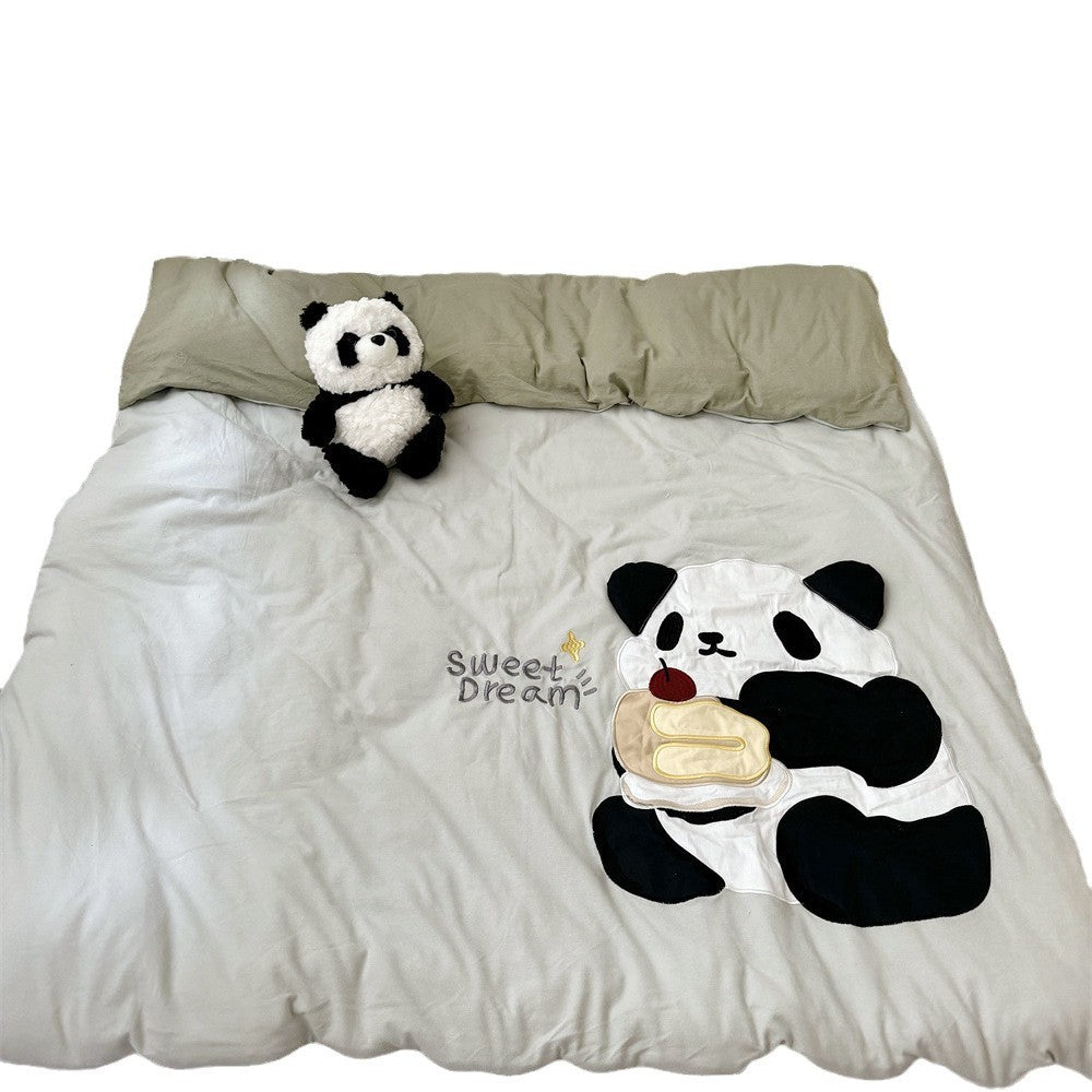 Kids Appliqué Puppy Baumwollsatin Bettbezug mit gesteppten Welpenkopf Kissenbezügen