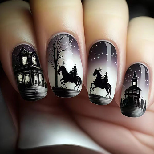 Kunstnägel mit Geheimnisvollem Winterlandschaftsdesign Karnz