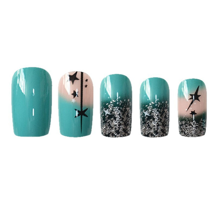 Künstlerisches Gradient Press-On Nagelset mit Stern Design Karnz