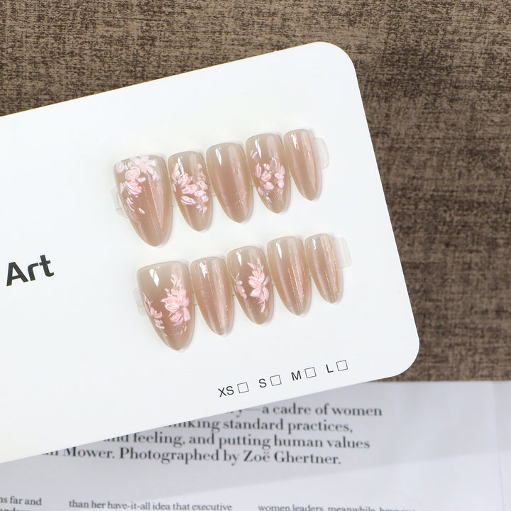 Elegantes Floral Press-On Nail Art Set Karnz