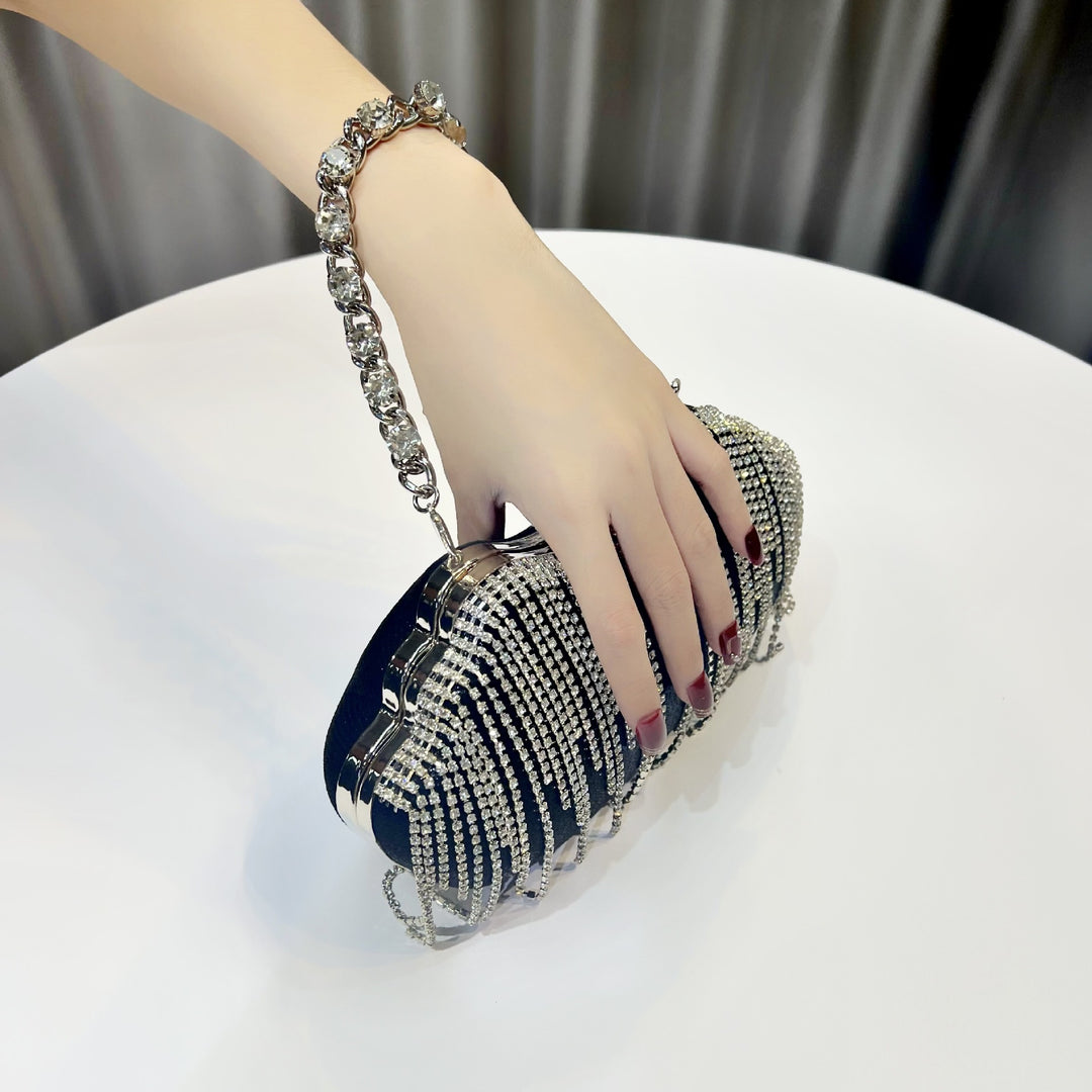 Glamouröse Kristallfransen Abendhandtasche