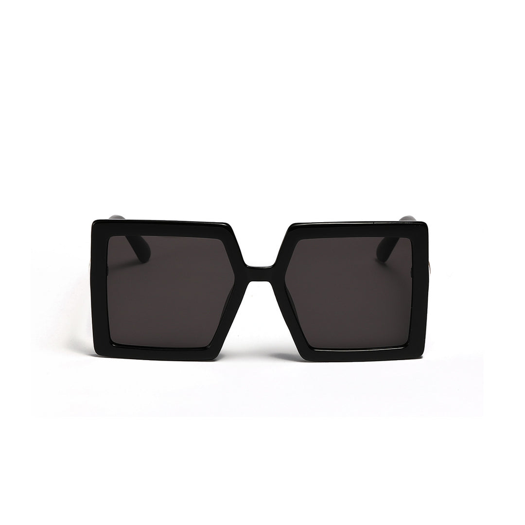 Damen geometrische Sonnenbrille mit modernem, breiten Rahmen Karnz