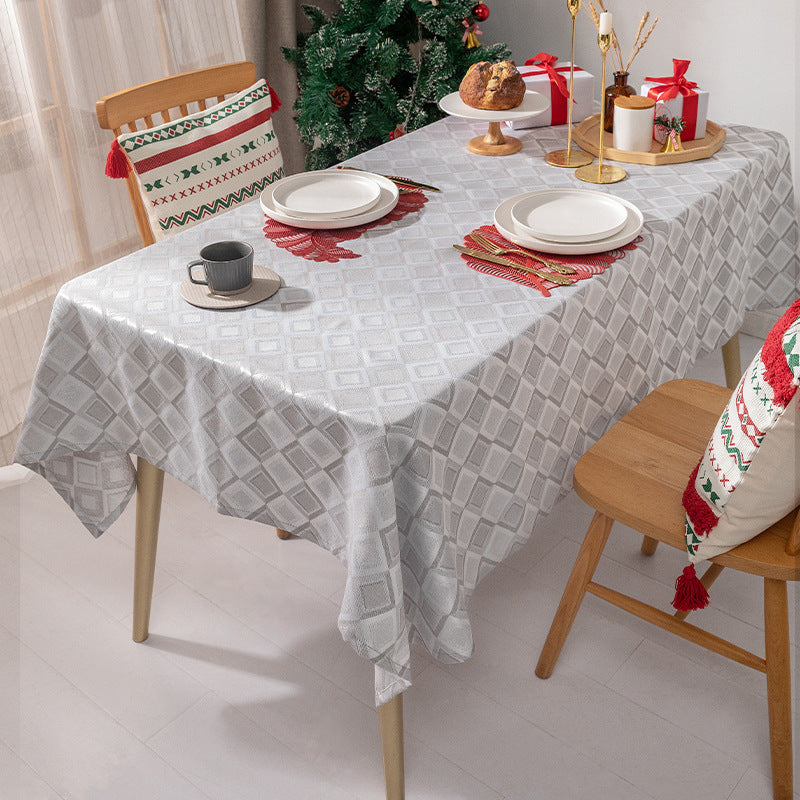 Rechteckige Jacquard-Tischdecke mit diamantgewebter Struktur