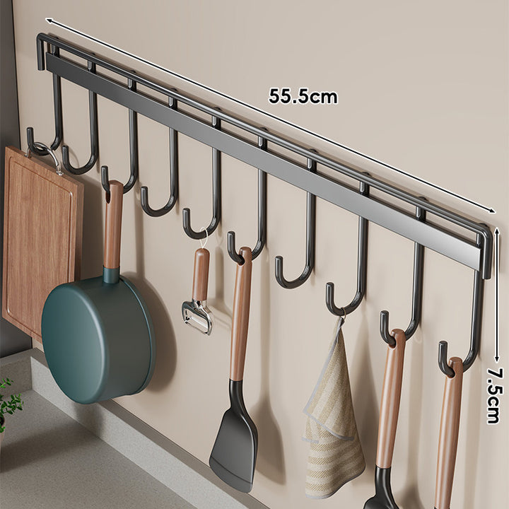 Wandmontierte Mehrfachhaken Küchenutensilien und Pfannenhalter Rack