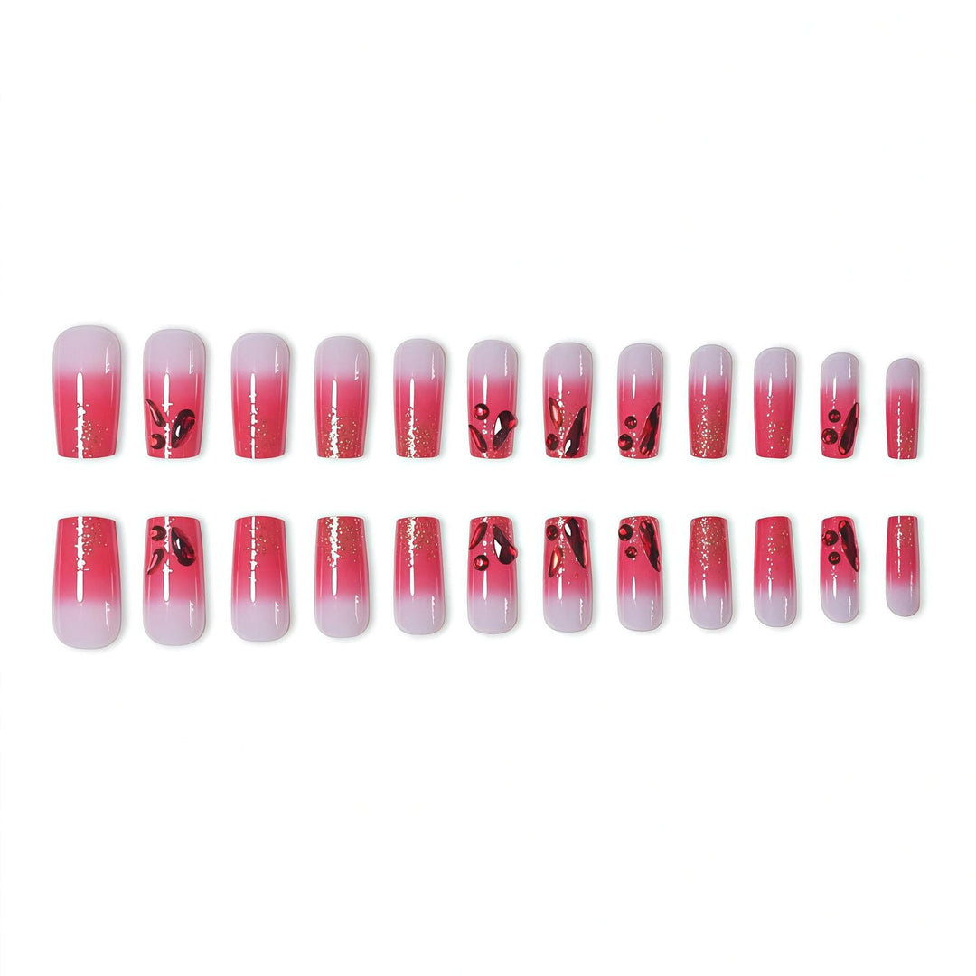 Elegante 3D Edelstein Press-On Nagelkunst Karnz