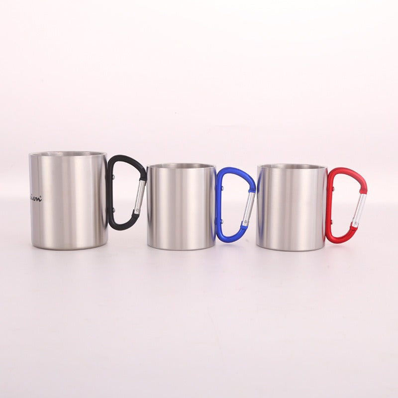 Damen Edelstahl Kaffee-Becher mit Karabiner Griff Karnz