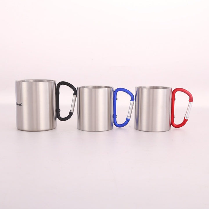 Damen Edelstahl Kaffee-Becher mit Karabiner Griff Karnz