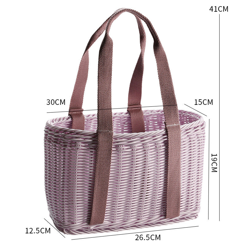 Unisex Robust geflochtener Einkaufskorb mit bequemen Stoffgriffen Karnz