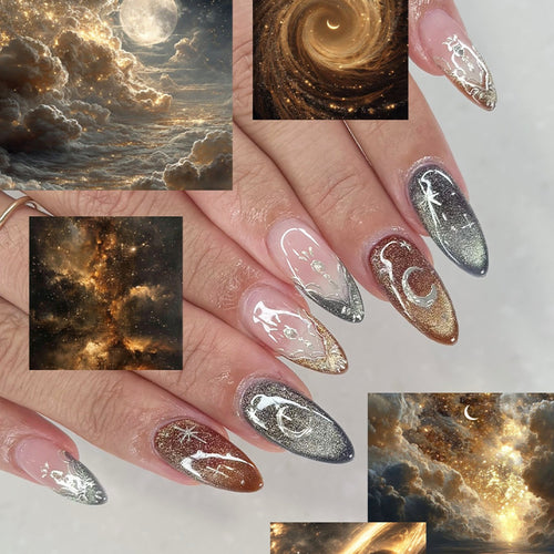Dekoratives Press-On-Nagelset mit einzigartigen himmlischen Designs Karnz