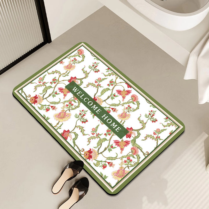 Vintage Floral Pattern Badmatte Karnz