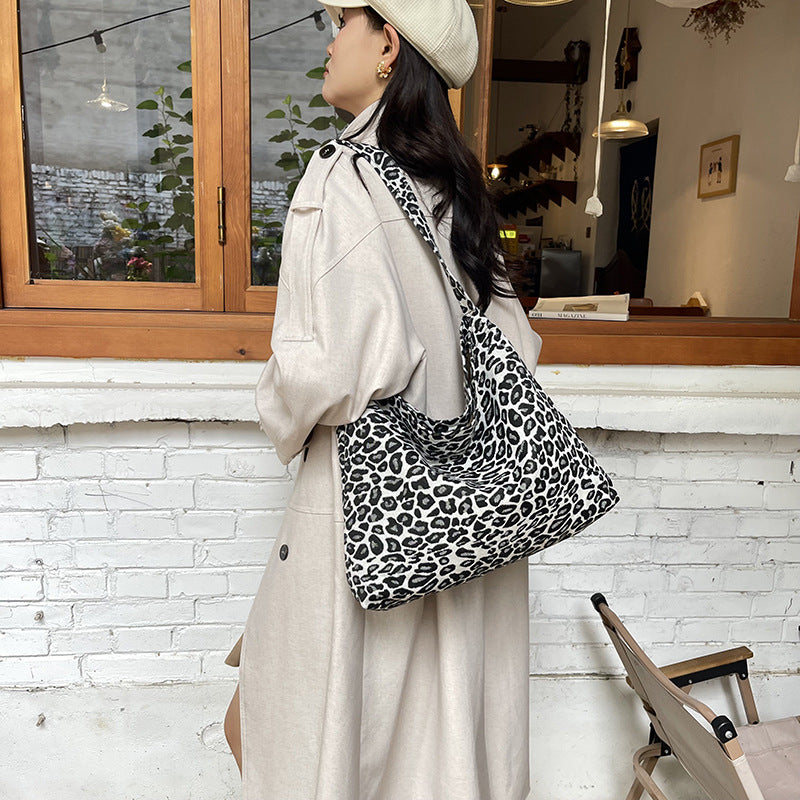 Leopard Print Schlappe Schultertasche