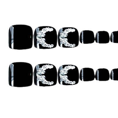 Elegante mit Strass verzierte Press-On-Fußnägel