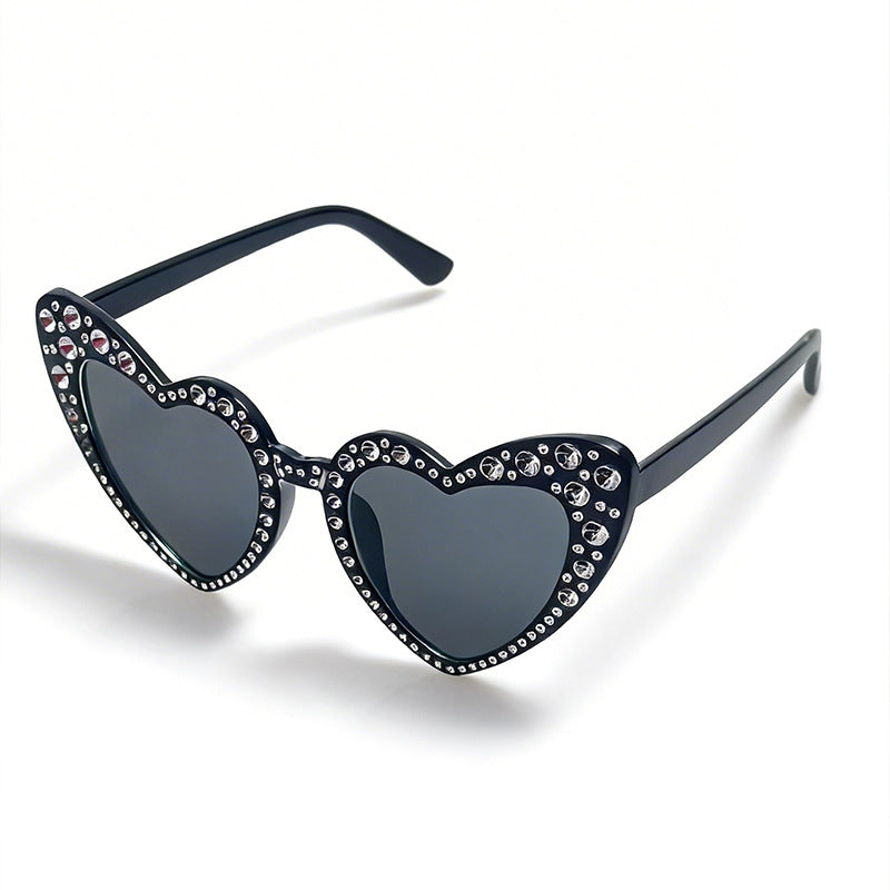 Rhinestone-besetzte Herzförmige Sonnenbrille Karnz