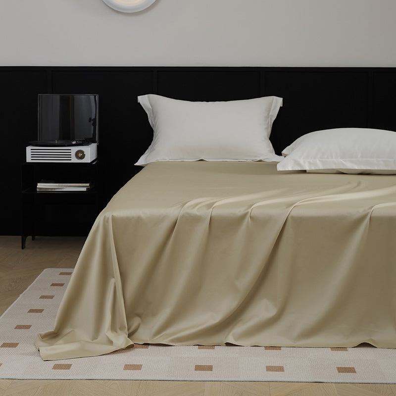Glattes Bettlaken-Set aus Baumwollsatin mit edlem Fall