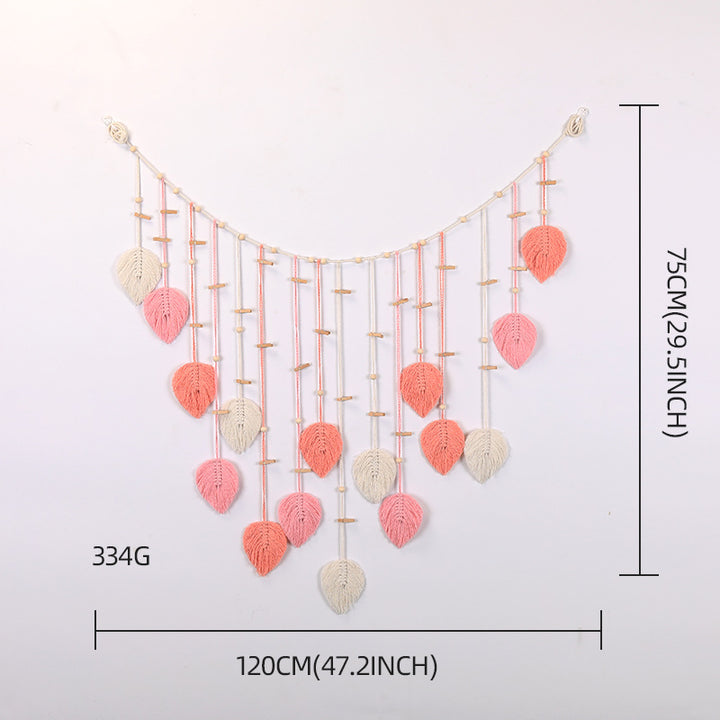 Makramee Wanddeko mit Blätterdesign Karnz