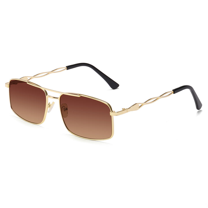 Damen Sonnenbrille mit trendigem rechteckigem Rahmen und gelben Gläsern Karnz