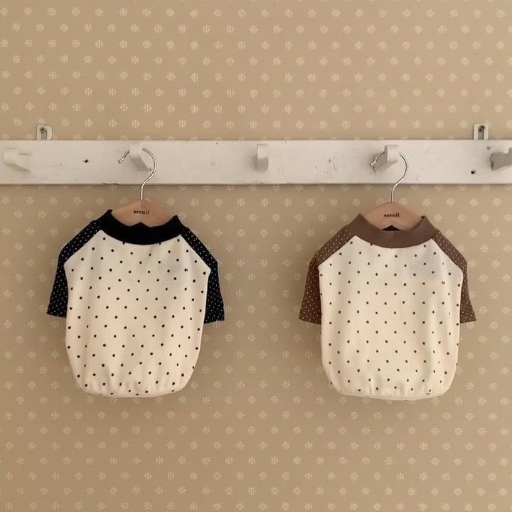 Polka Dot Raglan Baumwoll Baby T-Shirt