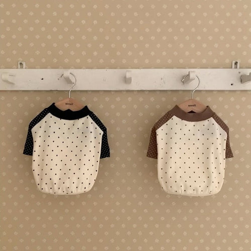 Polka Dot Raglan Baumwoll Baby T-Shirt
