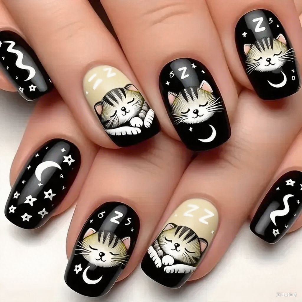 Verspielt Kätzchen-Themen Nagelkunst Karnz