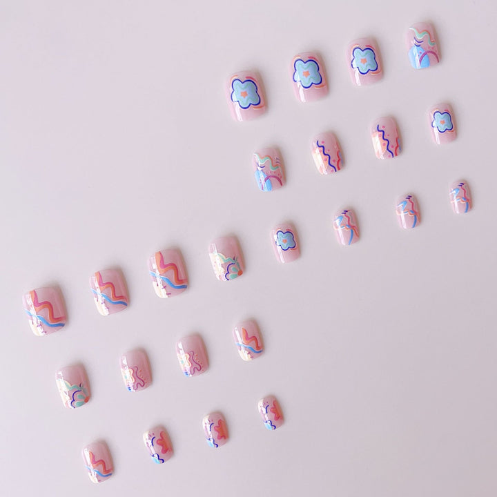 Kunstnagelset mit buntem zur Neonfarben inspirierten Design Karnz