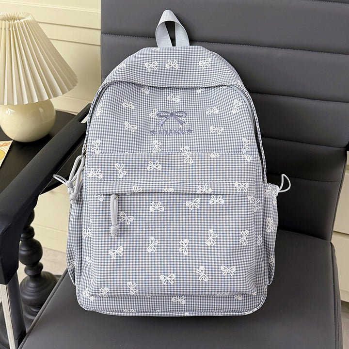 Charmanter Rucksack mit Schleifenverzierung im Gingham-Muster Karnz